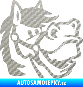 Samolepka Kůň 041 pravá veselý  3D karbon stříbrný