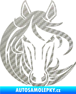 Samolepka Kůň 043 levá 3D karbon stříbrný