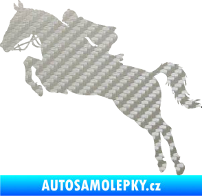 Samolepka Kůň 076 levá parkur 3D karbon stříbrný
