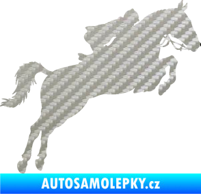 Samolepka Kůň 076 pravá parkur 3D karbon stříbrný