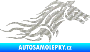 Samolepka Kůň 078 pravá 3D karbon stříbrný