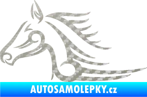 Samolepka Kůň 081 levá hlava tattoo 3D karbon stříbrný