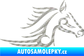 Samolepka Kůň 081 pravá hlava tattoo 3D karbon stříbrný