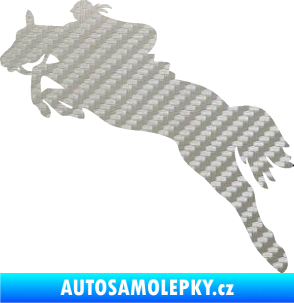 Samolepka Kůň 084 levá s jezdkyní 3D karbon stříbrný