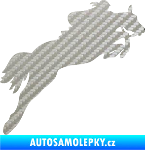 Samolepka Kůň 084 pravá s jezdkyní 3D karbon stříbrný