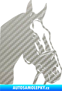 Samolepka Kůň 089 pravá 3D karbon stříbrný