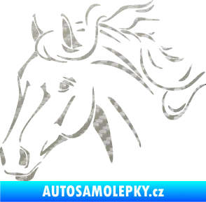 Samolepka Kůň 092 levá 3D karbon stříbrný