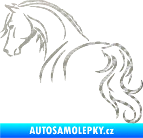 Samolepka Kůň 104 levá 3D karbon stříbrný