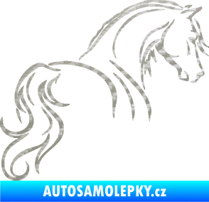 Samolepka Kůň 104 pravá 3D karbon stříbrný