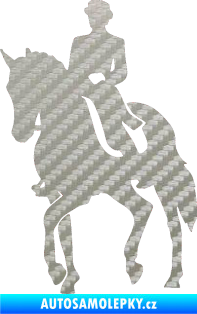 Samolepka Kůň drezura levá 3D karbon stříbrný