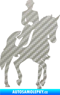 Samolepka Kůň drezura pravá 3D karbon stříbrný