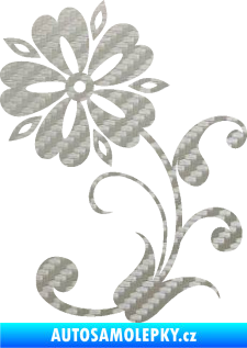 Samolepka Květina dekor 001 levá 3D karbon stříbrný