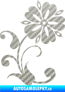 Samolepka Květina dekor 001 pravá 3D karbon stříbrný