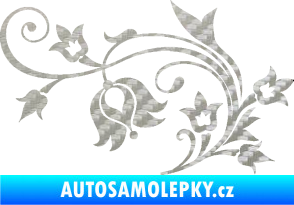 Samolepka Květina dekor 002 levá 3D karbon stříbrný