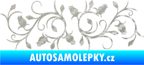 Samolepka Květina dekor 010 pravá růžičky 3D karbon stříbrný