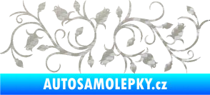 Samolepka Květina dekor 010 levá růžičky 3D karbon stříbrný