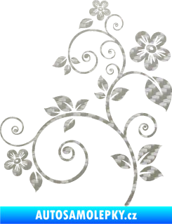 Samolepka Květina dekor 012 levá 3D karbon stříbrný