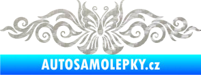 Samolepka Květina dekor 017 motýl 3D karbon stříbrný