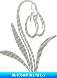Samolepka Květina dekor 021 pravá sněženka 3D karbon stříbrný