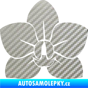 Samolepka Květina dekor 023 orchidej květ 3D karbon stříbrný