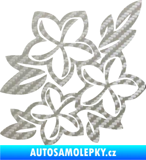 Samolepka Květina dekor 032 levá 3D karbon stříbrný