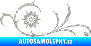 Samolepka Květina dekor 040 levá 3D karbon stříbrný