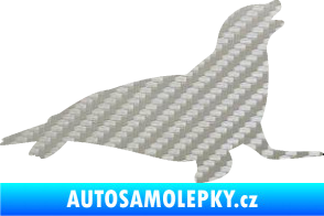 Samolepka Lachtan 002 pravá 3D karbon stříbrný