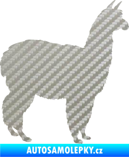 Samolepka Lama 002 pravá alpaka 3D karbon stříbrný