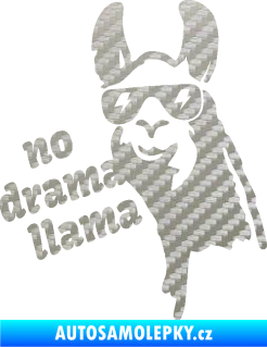 Samolepka Lama 005 no drama llama  3D karbon stříbrný