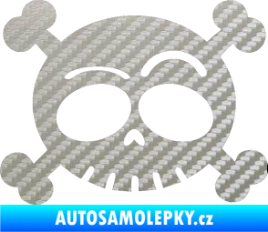 Samolepka Lebka 003 levá 3D karbon stříbrný