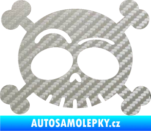 Samolepka Lebka 003 pravá 3D karbon stříbrný