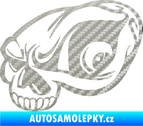Samolepka Lebka 018 levá 3D karbon stříbrný
