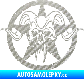Samolepka Lebka 039 levá army hvězda 3D karbon stříbrný