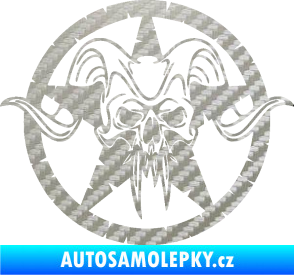 Samolepka Lebka 039 pravá army hvězda 3D karbon stříbrný