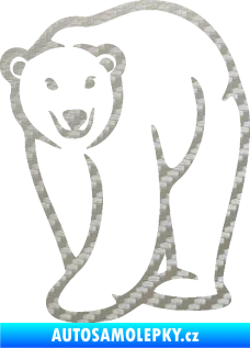 Samolepka Lední medvěd 004 levá 3D karbon stříbrný