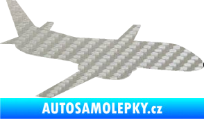 Samolepka Letadlo 004 pravá 3D karbon stříbrný