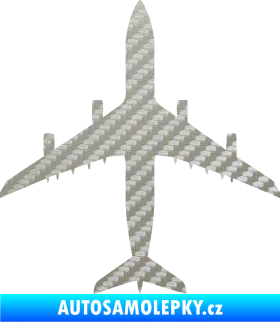 Samolepka Letadlo 005 3D karbon stříbrný