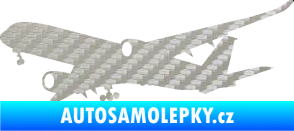 Samolepka Letadlo 017 levá Airbus A 350 3D karbon stříbrný