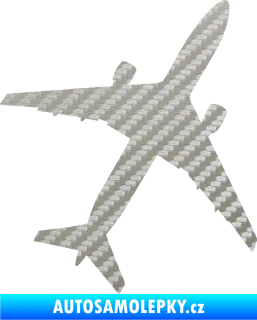 Samolepka Letadlo 018 pravá 3D karbon stříbrný