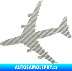 Samolepka letadlo 023 levá Jumbo Jet 3D karbon stříbrný