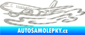 Samolepka Letadlo 026 levá v oblacích 3D karbon stříbrný