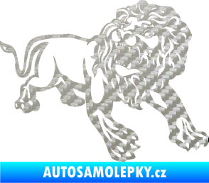 Samolepka Lev 006 pravá 3D karbon stříbrný