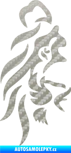 Samolepka Lev 012 levá půlka tváře 3D karbon stříbrný