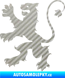 Samolepka Lev heraldika 002 levá 3D karbon stříbrný