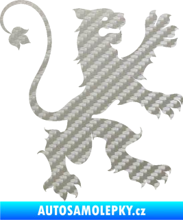 Samolepka Lev heraldika 002 pravá 3D karbon stříbrný