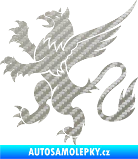 Samolepka Lev heraldika 003 levá 3D karbon stříbrný