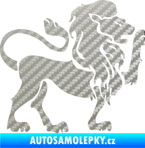 Samolepka Lev zvěrokruh 005 pravá 3D karbon stříbrný