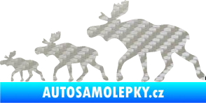 Samolepka Losí rodinka levá 3D karbon stříbrný