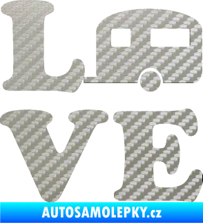 Samolepka Love camping 001 3D karbon stříbrný