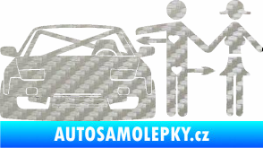 Samolepka Love car like sex levá 3D karbon stříbrný